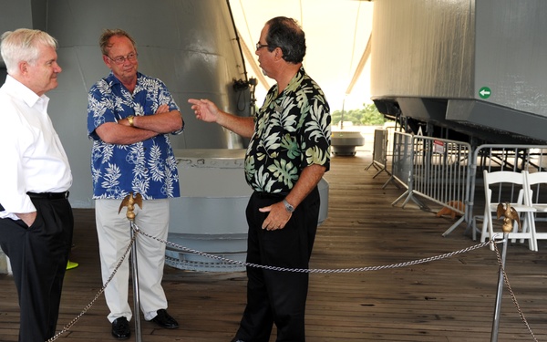 Secretary Gates tours the USS Missouri Memorial.