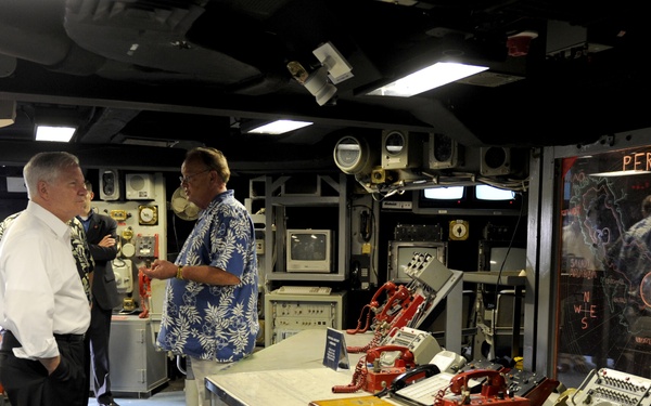 Secretary Gates tours the USS Missouri Memorial.