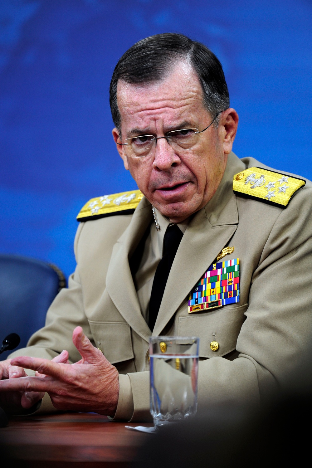 Adm. Mike Mullen speaks during a press conference.