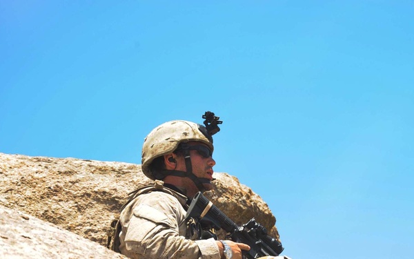 U.S. Special Operations team members keep watch during a combat reconnaissance patrol.