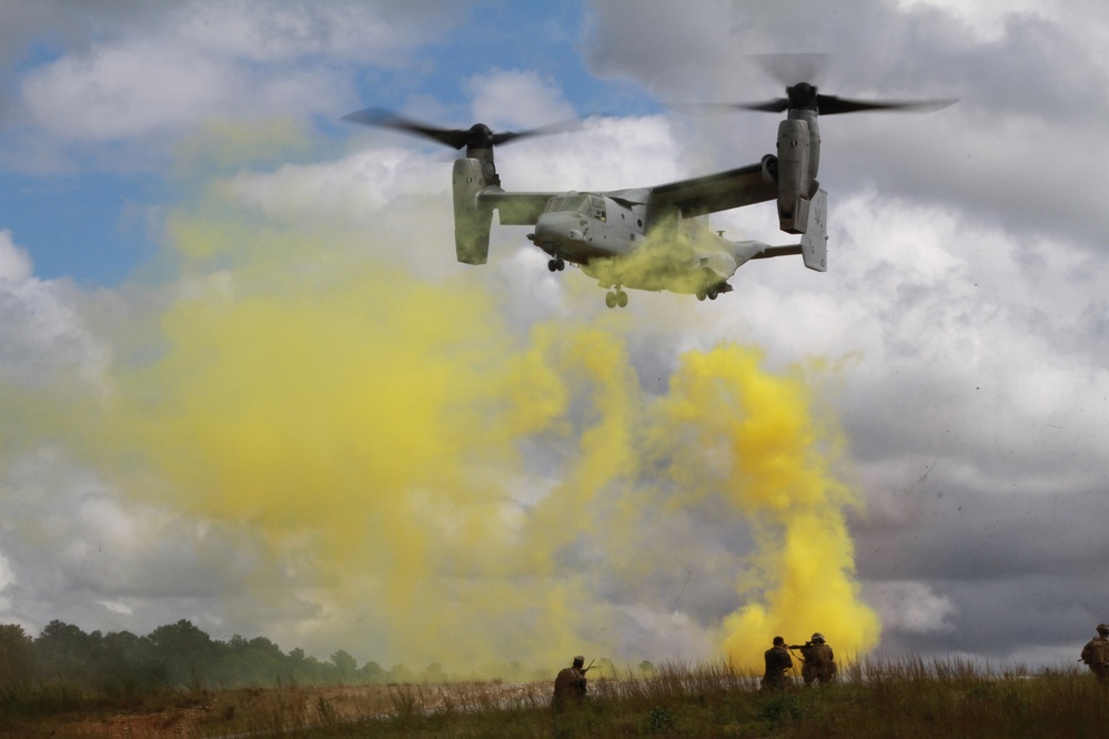U.S. Marines train on assault operations using the V-22 Osprey
