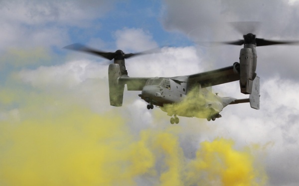 U.S. Marines train on assault operations using the V-22 Osprey