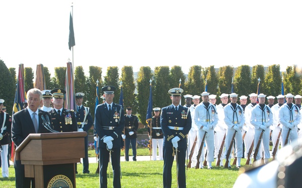 Former Senator Chuck Hagel delivers the keynote address at National POW/MIA Recognition Day