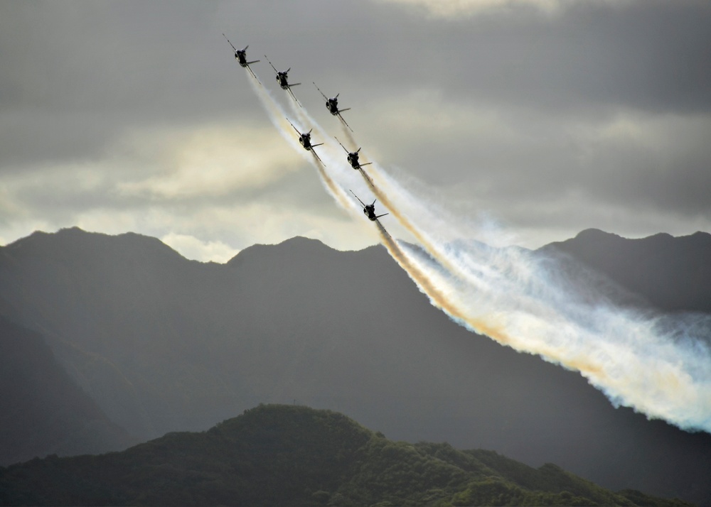 Blue Angels prepare to make an overhead pass