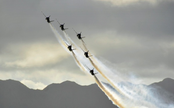 Blue Angels prepare to make an overhead pass