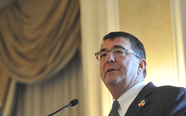 Deputy Secretary Carter delivers his remarks to the North American Forum conference