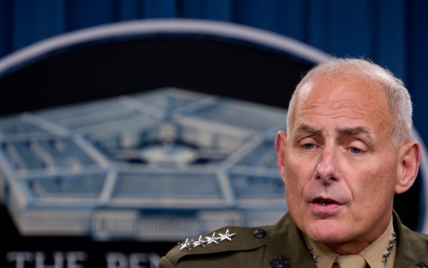Commander, U.S. Southern Command Gen. John F. Kelly briefs the media