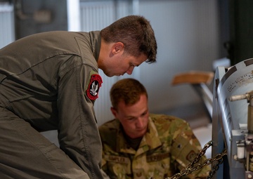 AMC Airmen palletize cargo on a KC-46 during Talisman Sabre 25