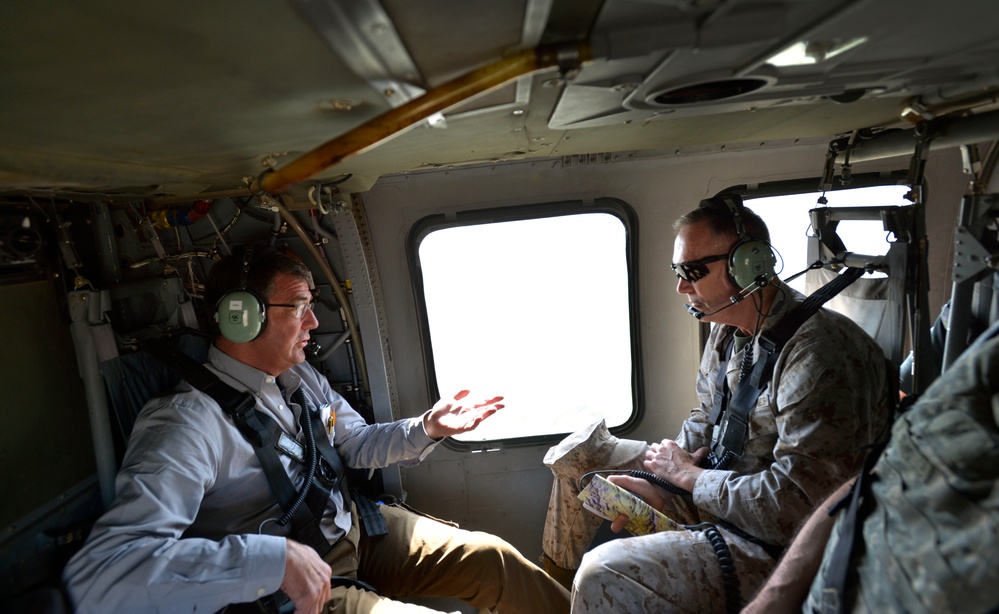 Deputy Secretary Carter talks to Marine Corps Gen. Joseph Dunford