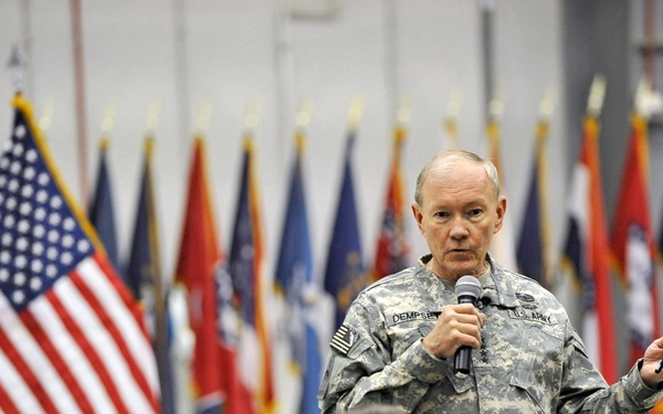 Dempsey Talks With Troops on Bagram Airfield, Afghanistan
