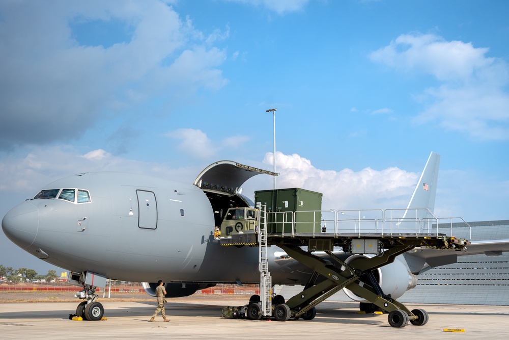 U.S. Air Force, Royal Australian Air Force airmen load KC-46 during Talisman Sabre 2025