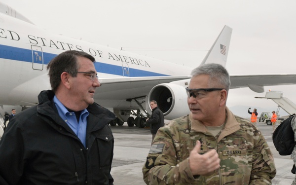 Carter Arrives in Afghanistan During First Overseas Trip