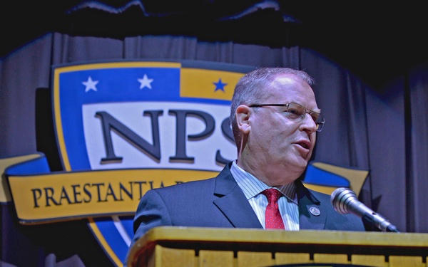 Work Delivers Speech at Navel Postgraduate School