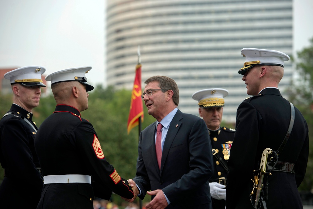 Secretary Attends Sunset Parade