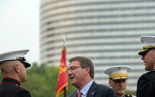 Secretary Attends Sunset Parade