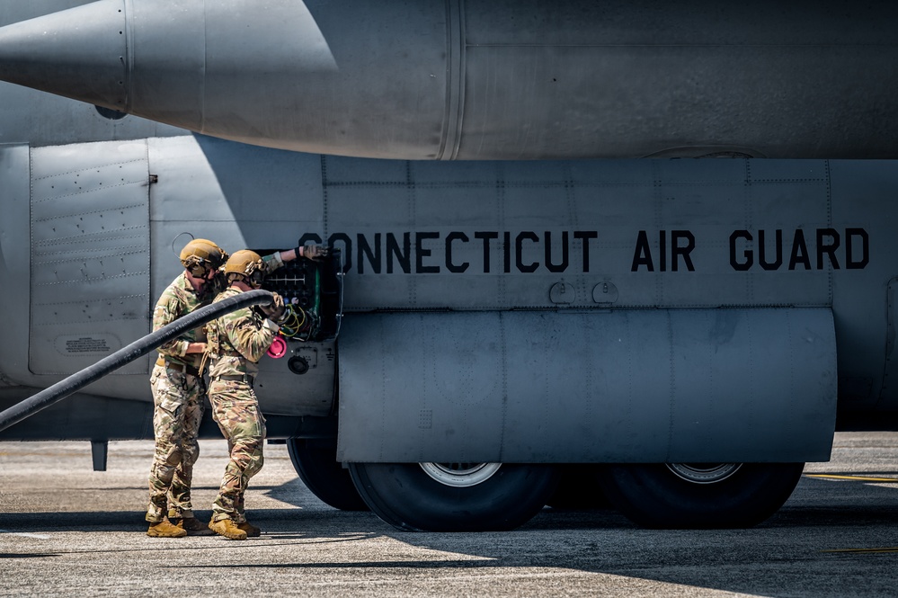 103d Provides Rapid Fighter Jet Refueling &amp; Rearming in Record Time with C-130H