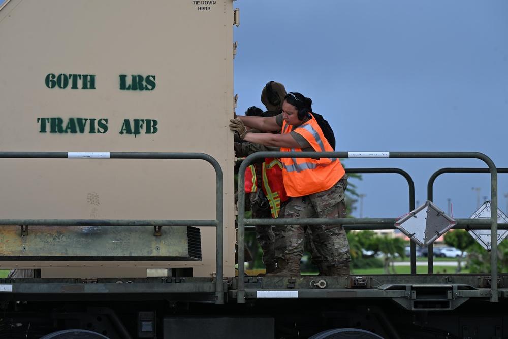Training in Motion: 734th AMS conducts C-17 engine running offload