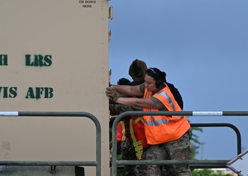 Training in Motion: 734th AMS conducts C-17 engine running offload