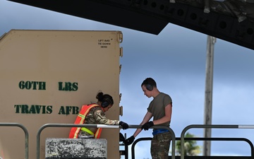 Training in Motion: 734th AMS conducts C-17 engine running offload