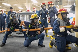 USS Tripoli Conducts A 8010 Drill