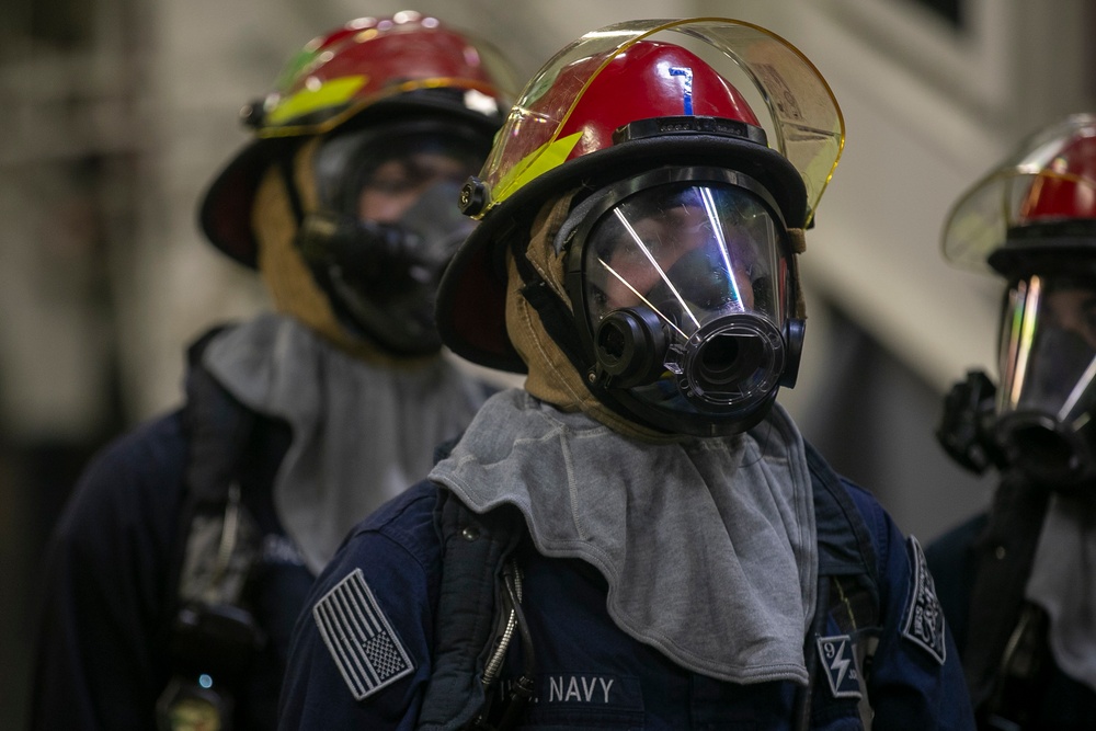 USS Tripoli Conducts an 8010 Fire Drill