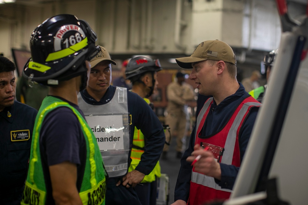 USS Tripoli Conducts an 8010 Fire Drill