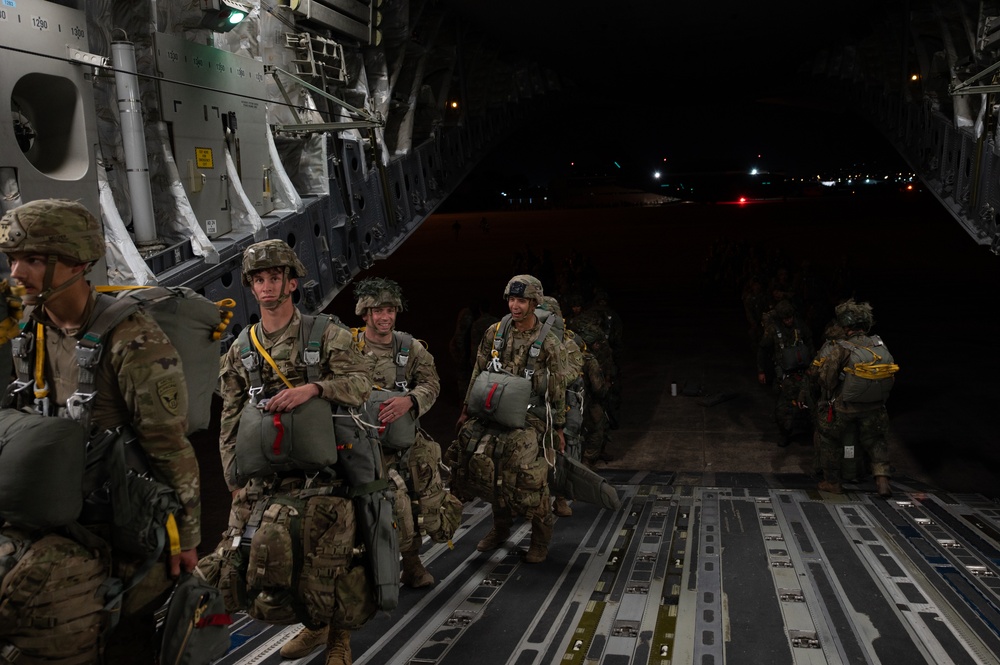 C-17 transports Allied force for static line jumps