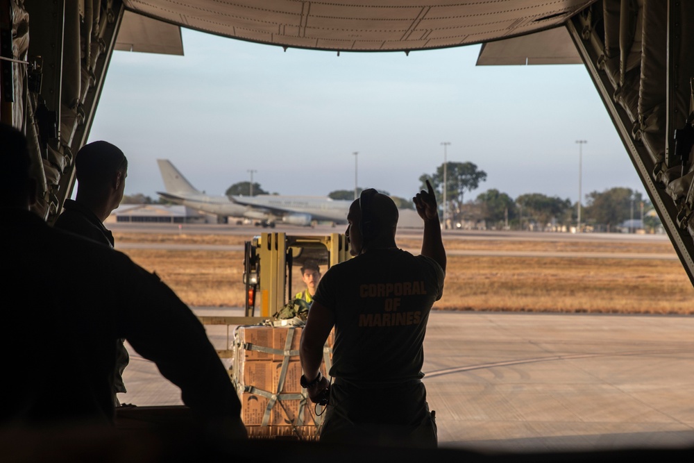 U.S. Marines conduct air drops, low-level flights