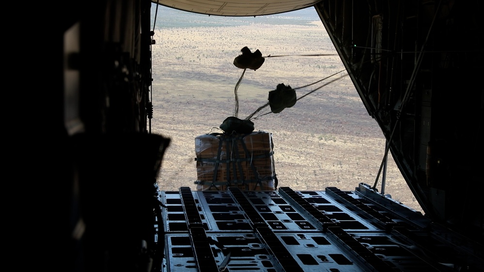 U.S. Marines conduct air drops, low-level flights