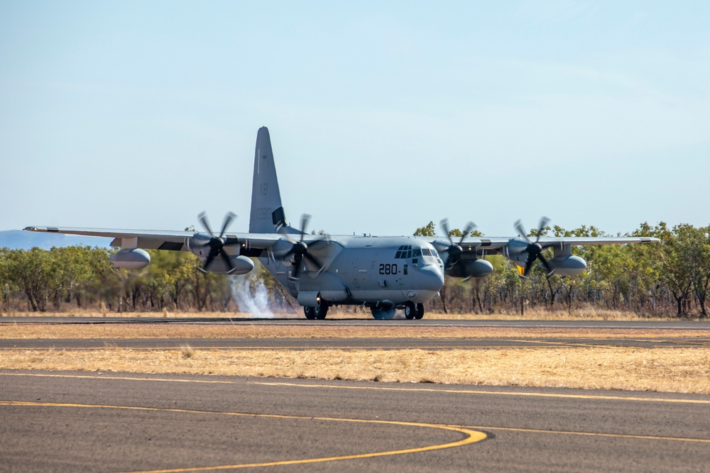 U.S. Marines conduct air drops, low-level flights