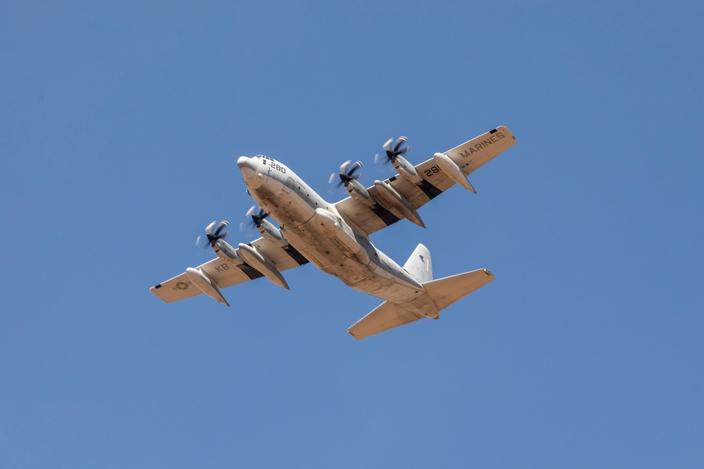U.S. Marines conduct air drops, low-level flights