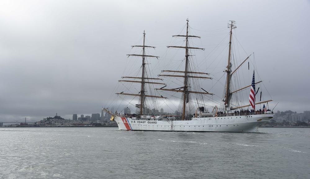 USCGC Eagle sails into San Francisco