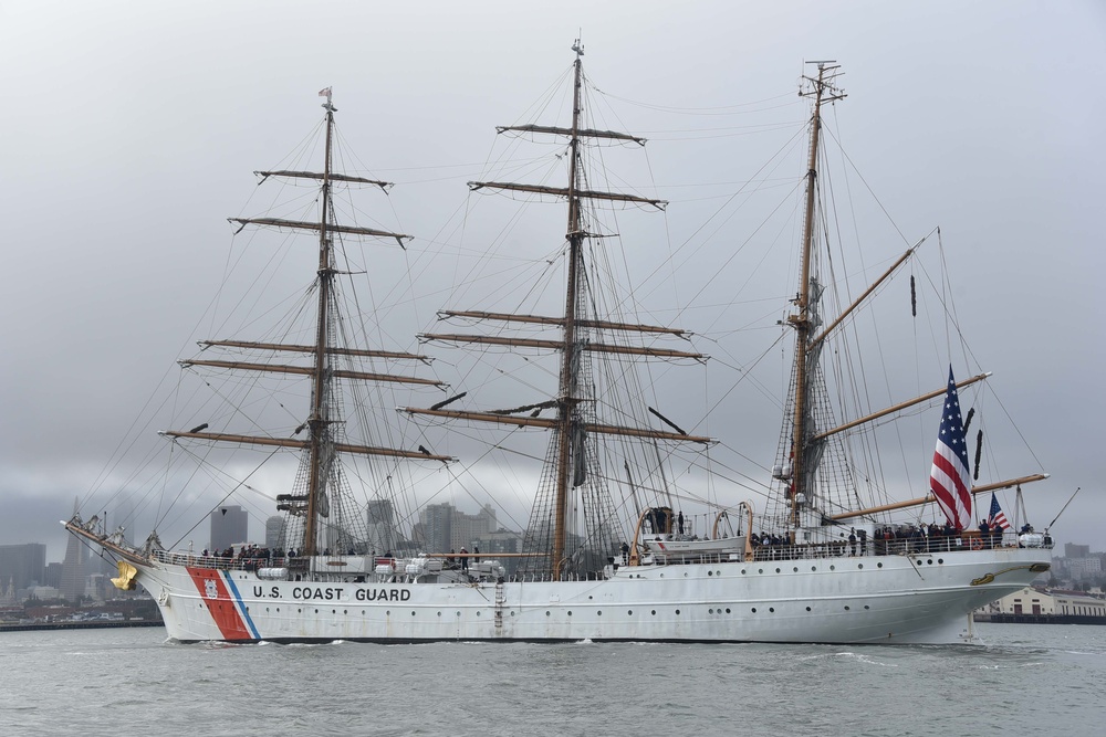USCGC Eagle sails into San Francisco