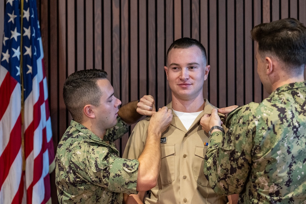 New Navy Band Sailors Pinned during Promotion Ceremony