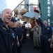 USS FARRAGUT Cheers for the Departure of Command Master Chief Ervin Kelly