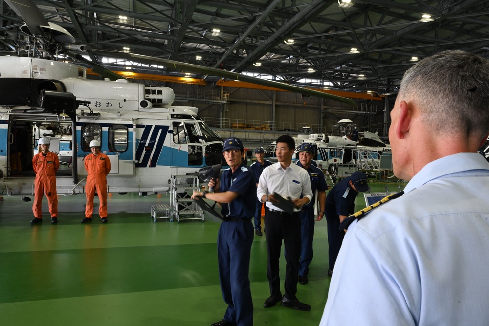 The Legend-Class U.S. Coast Guard Cutter Stratton (WMSL 752) crew tour Japan Coast Guard base during trilateral professional exchange