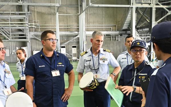 The Legend-Class U.S. Coast Guard Cutter Stratton (WMSL 752) crew tour Japan Coast Guard base during trilateral professional exchange