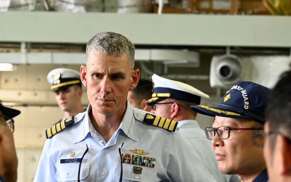 The Legend-Class U.S. Coast Guard Cutter Stratton (WMSL 752) crew tour Japan Coast Guard base during trilateral professional exchange