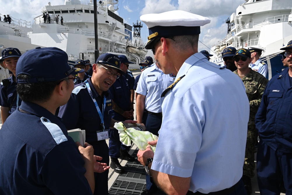 The Legend-Class U.S. Coast Guard Cutter Stratton (WMSL 752) crew tour Japan Coast Guard base during trilateral professional exchange
