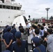 The Legend-class U.S. Coast Guard Cutter Stratton (WMSL 752) crew participates in trilateral engagements with Japan and Philippine Coast Guard members in Kagoshima, Japan