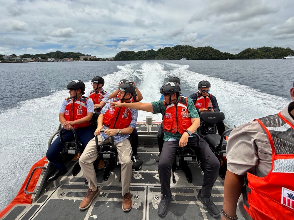 First US Coast Guard national security cutter to moor in the Republic of Palau hosts president of Palau and US ambassador to Palau