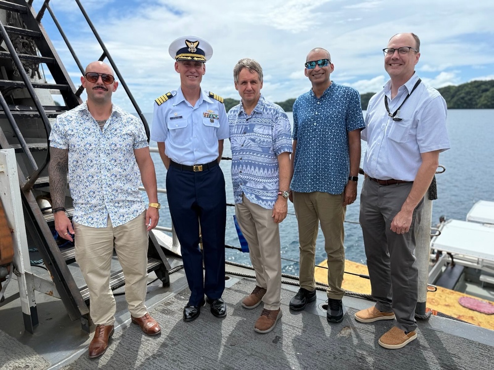 First US Coast Guard national security cutter to moor in the Republic of Palau hosts president of Palau and US ambassador to Palau