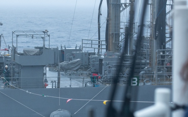 U.S. Coast Guard Cutter (USCGC) Stratton successfully executes fueling at sea evolution with a Japanese oiler during their Indo-Pacific patrol