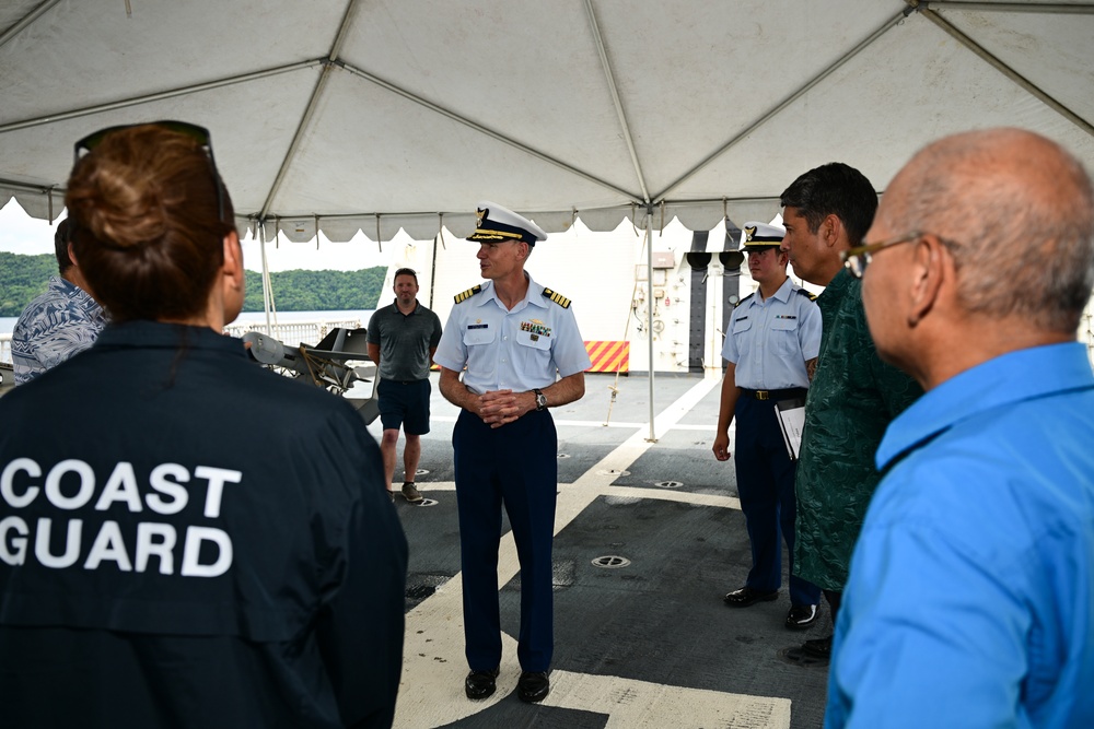 First US Coast Guard national security cutter to moor in the Republic of Palau hosts president of Palau and US ambassador to Palau