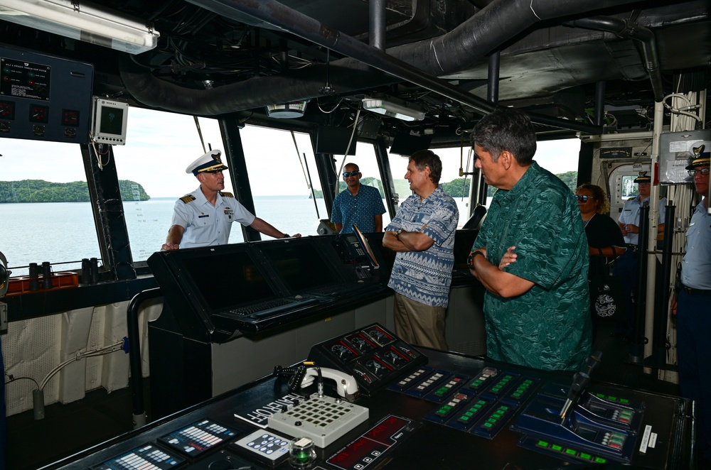 First US Coast Guard national security cutter to moor in the Republic of Palau hosts president of Palau and US ambassador to Palau