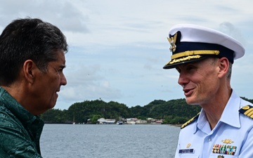 First US Coast Guard national security cutter to moor in the Republic of Palau hosts president of Palau and US ambassador to Palau