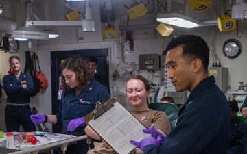 Fleet Surgical Team 7 Conducts Blood Draw Training aboard USS America (LHA 6) during Talisman Sabre 25