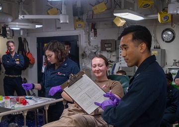 Fleet Surgical Team 7 Conducts Blood Draw Training aboard USS America (LHA 6) during Talisman Sabre 25