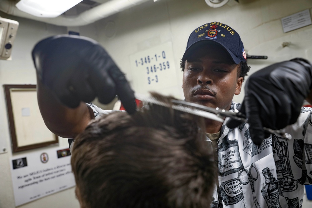 USS Milius conducts operations in the U.S. Central Command area of responsibility as part of the Carl Vinson Carrier Strike Group