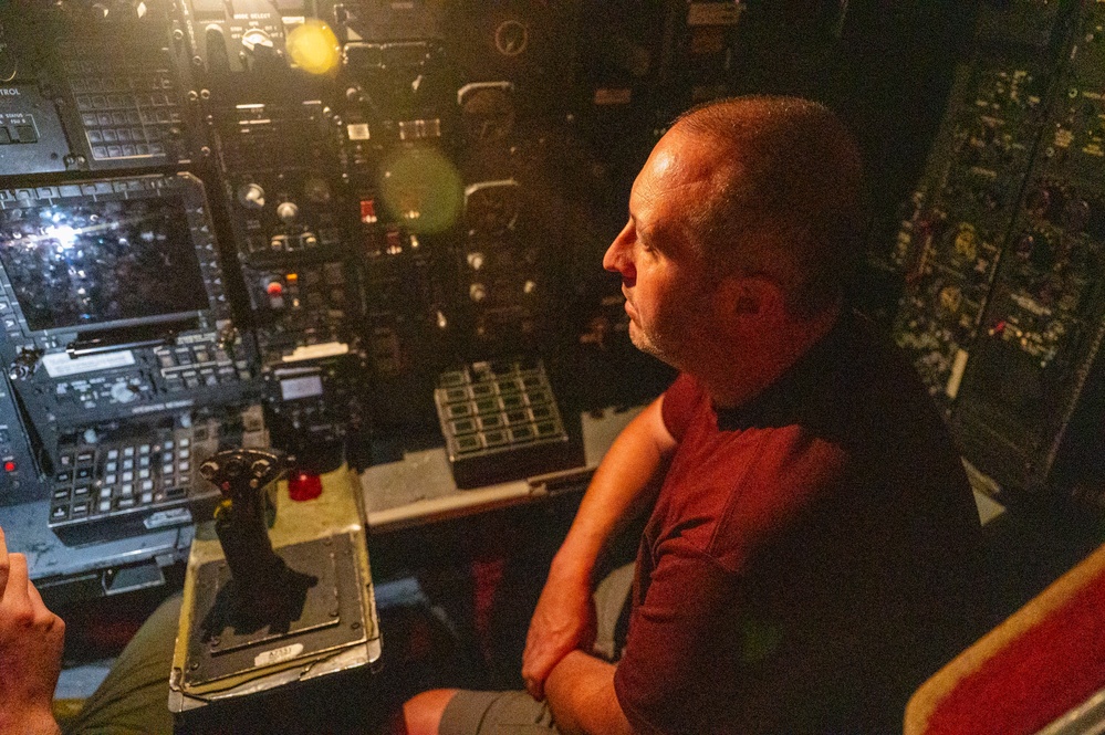 Luke Bryan band tours  a B-52H at Minot Air Force Base
